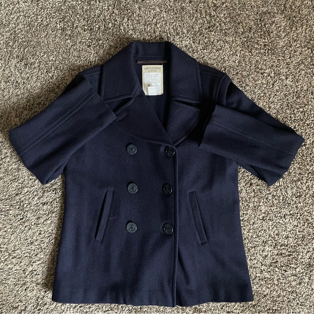 Abercrombie&Fitch Nautical Wool blend Navy Coat w/ Lining Women’s size Medium